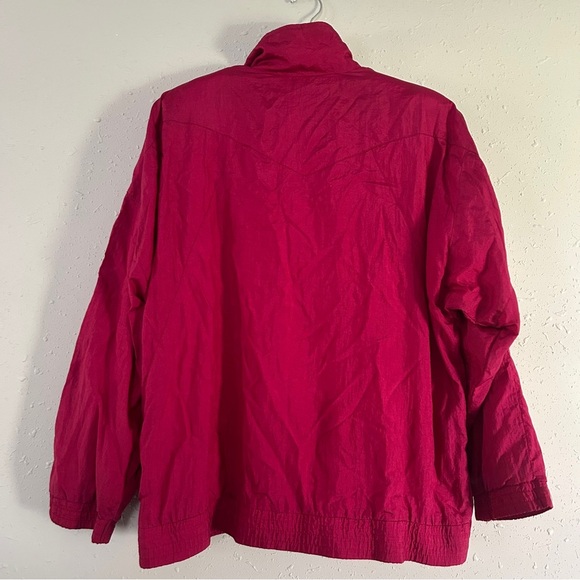 Vintage Retro Pink Bomber Jacket with Elastic Cuffs and Standing Collar 80s - Picture 4 of 6